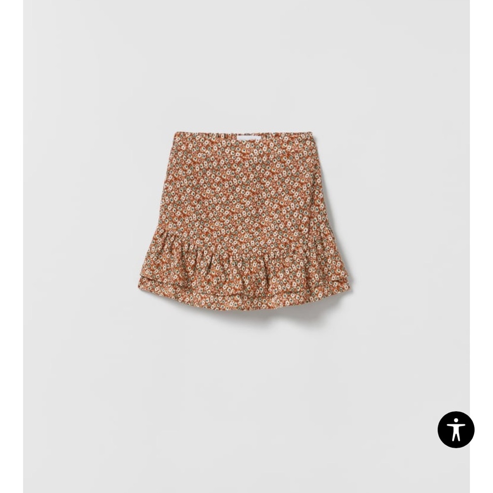 Zara girls ruffled floral skort - taupe brown size 11-12
